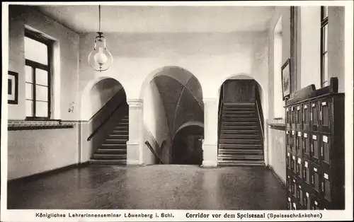 Ak Lwówek Śląski Löwenberg Schlesien, Kgl. Lehrerinnenseminar, Corridor v. d. Speisesaal