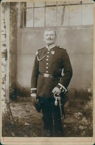 Foto Deutscher Soldat, Kaiserreich, Standportrait, Schützenschnur, Orden