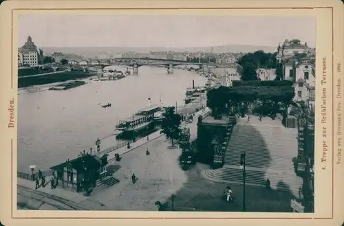 Foto Dresden Altstadt, Treppe zur Brühlschen Terrasse, Elbpartie