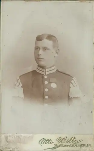 CdV Foto Porträt Deutscher Soldat, Kaiserreich, Fotograf Otto Witte, Berlin