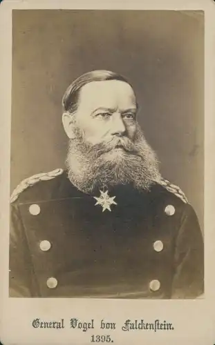 CdV Foto Porträt General Vogel von Falckenstein, Kaiserreich, Orden Pour le Mérite