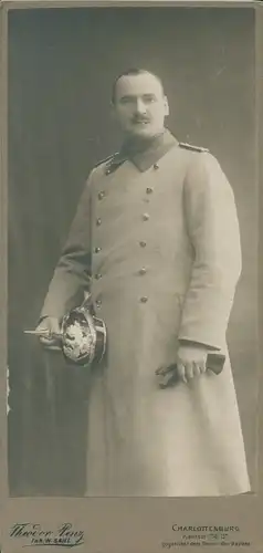 Kabinett Foto Deutscher Soldat, Kaiserreich, Pickelhaube, Theodor Penz, Walter Sahl, Charlottenburg