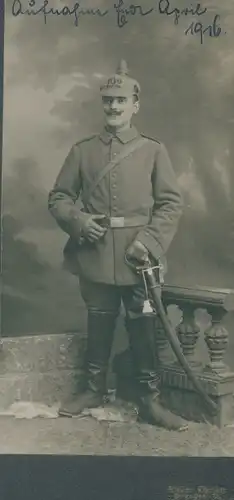 Kabinett Foto Deutscher Soldat, Kaiserreich, Pickelhaube, Regt 192, Fotograf Franz Ehrlich, Dresden