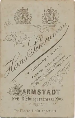 CdV Foto Porträt Deutscher Soldat, Kaiserreich, Fotograf Hans Schramm, Darmstadt