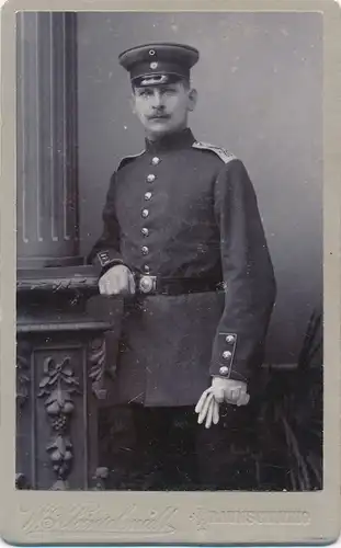 CdV Foto Porträt Deutscher Soldat, Kaiserreich, Fotograf W Kleinschmidt, Braunschweig