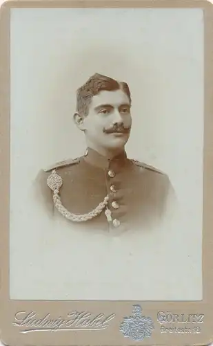 CdV Foto Porträt Deutscher Soldat, Kaiserreich, Schützenschnur, Fotograf Ludwig Habel, Görlitz