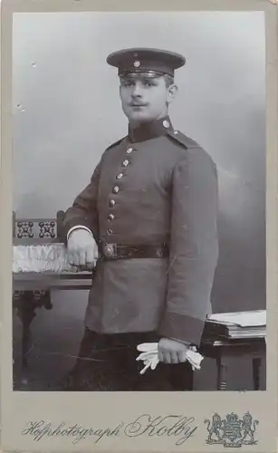 CdV Foto Porträt Deutscher Soldat, Kaiserreich, Fotograf Kolby, Plauen