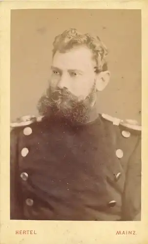 CdV Foto Porträt Deutscher Soldat, Kaiserreich, Epauletten, Fotograf Hertel, Mainz