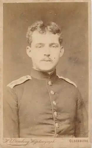 CdV Foto Porträt Deutscher Soldat, Kaiserreich, Fotograf Heinr Daseking, Oldenburg