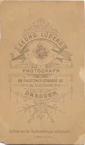 CdV Foto Porträt Deutscher Soldat, Kaiserreich, Fotograf G Lüders, Dresden