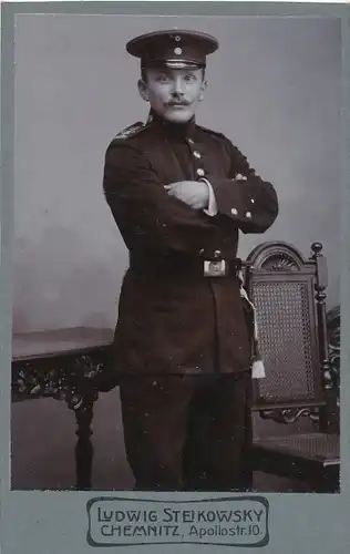 CdV Foto Porträt Deutscher Soldat, Kaiserreich, Fotograf Ludwig Steikowsky, Chemnitz