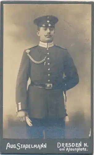 CdV Foto Porträt Deutscher Soldat, Kaiserreich, Fotograf Aug Stadelmann, Dresden