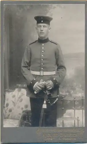 CdV Foto Porträt Deutscher Soldat, Kaiserreich, Säbel, Fotograf Atelier Emmrich, Kassel