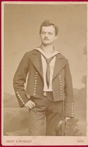 CdV Foto Porträt Deutscher Soldat, Seemann, Marine, Kaiserreich, Fotograf Hause u Hofbauer, Suhl