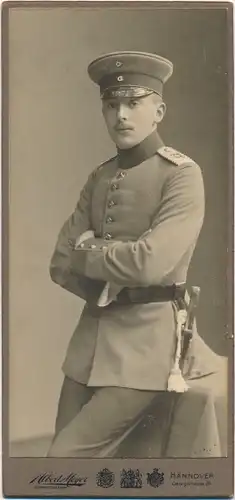 CdV Foto Porträt Deutscher Soldat, Kaiserreich, Fotograf Albert Meyer, Hannover