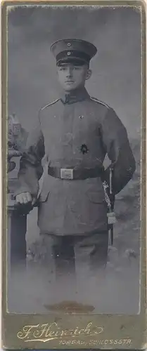 CdV Foto Porträt Deutscher Soldat, Kaiserreich, Fotograf F Heinrich, Torgau
