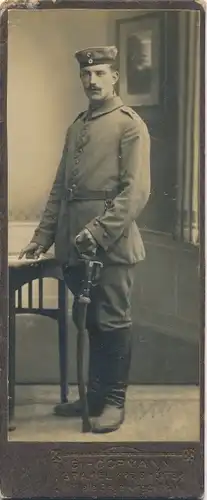 CdV Foto Porträt Deutscher Soldat, Kaiserreich, Säbel, Fotograf G. Hoopmann, Brakel