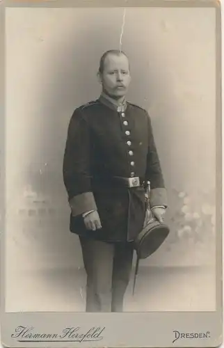 Kabinett Foto Porträt Deutscher Soldat, Kaiserreich, Fotograf Hermann Herzfeld, Dresden