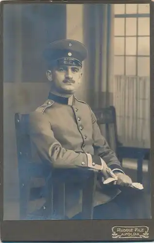 Kabinett Foto Porträt Deutscher Soldat, Kaiserreich, Fotograf Rudolf Pilz, Apolda