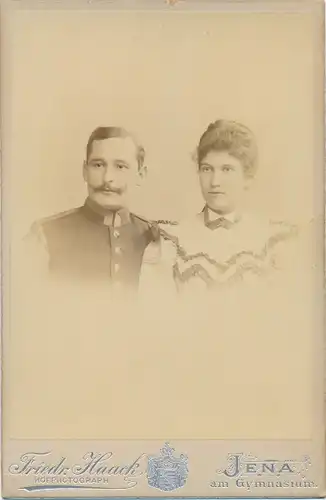 Kabinett Foto Porträt Deutscher Soldat, Kaiserreich, Ehefrau, Fotograf Friedr Haack, Jena