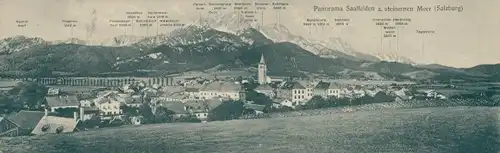 Panorama Ak Saalfelden am Steinernen Meer in Salzburg, Rauher Kopf, Breithorn, Tagwelche, Dock