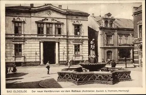 Ak Bad Oldesloe in Schleswig Holstein, Der neue Marktbrunnen vor dem Rathaus, Zauleck & Hormann