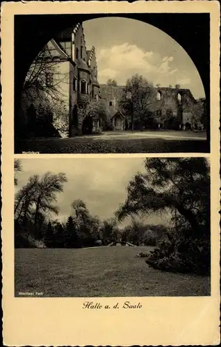Ak Halle an der Saale, Moritzburg, Parkpartie