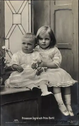 Ak Prinzessin Ingrid von Schweden, Prinz Bertil, Portrait