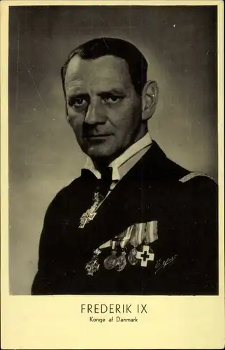 Ak Frederik IX, Konge af Danmark, König von Dänemark, Portrait, Orden