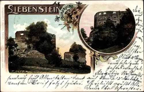 Ak Bad Liebenstein im Wartburgkreis, Blick auf die Burgruine Liebenstein