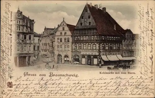 Ak Braunschweig in Niedersachsen, Kohlmarkt mit dem Stern
