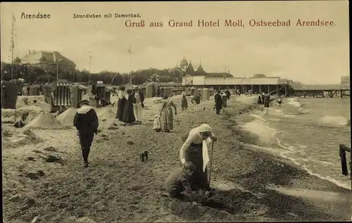 Ak Ostseebad Arendsee Kühlungsborn, Strandleben mit Damenbad, Grand Hotel Moll
