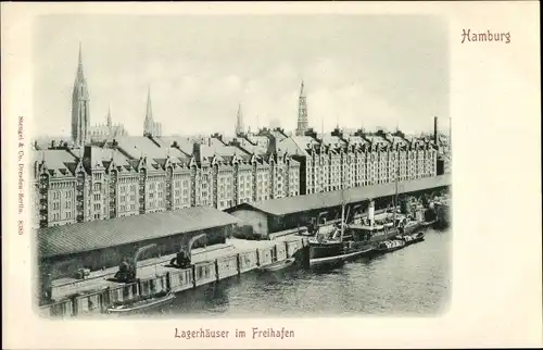 Ak Hamburg Mitte Altstadt, Lagerhäuser im Freihafen