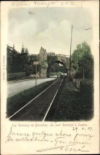 Ak Laeken Bruxelles Brüssel, le pont Rustique, Felsenbrücke