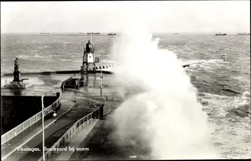 Ak Rotterdam Südholland Niederlande, Boulevard bij storm