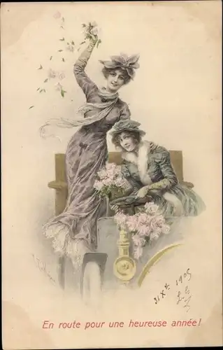 Ak Zwei junge Frauen im Auto, Munk