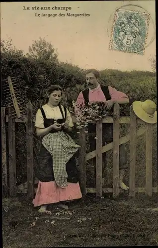 Ak Frankreich, La vie aux champs, Le langage des Marguerites