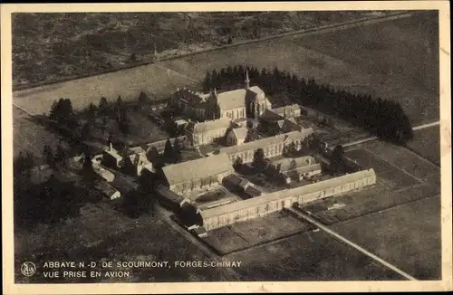 Ak Forges Chimay Wallonien Hennegau, Abbaye N.-D. de Scourmont, vue prise en avion