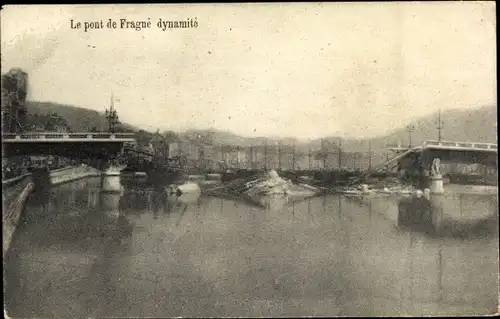 Ak Liège Lüttich Wallonien, Le Pont de Fragnée dynamite