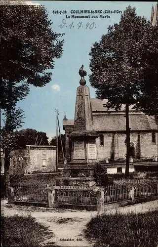 Ak Coulmier le Sec Cote-d'Or, Le Monument aux Morts