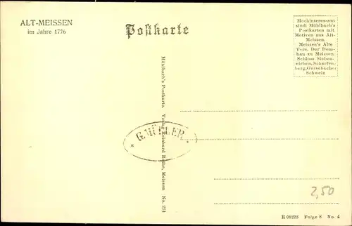 Künstler Ak Meißen in Sachsen, Historische Ansicht der Stadt im Jahr 1776, Schloss