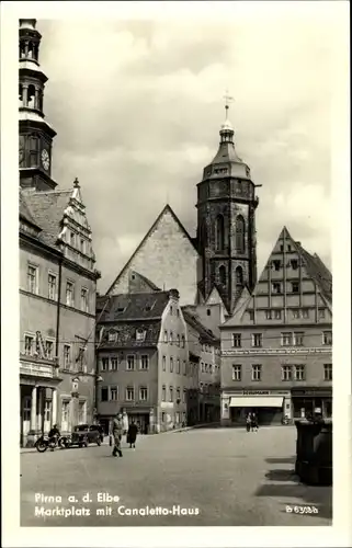 Ak Pirna in Sachsen, Marktplatz mit Canaletto-Haus