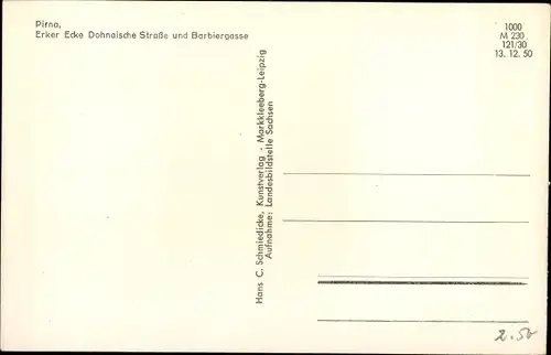 Ak Pirna in Sachsen, Erker  Ecke Dohnaische Straße und Barbiergasse