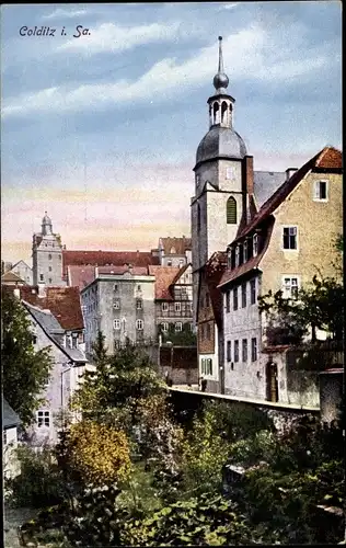 Ak Colditz in Sachsen, Kirchturm, Partie an der Schlossgasse