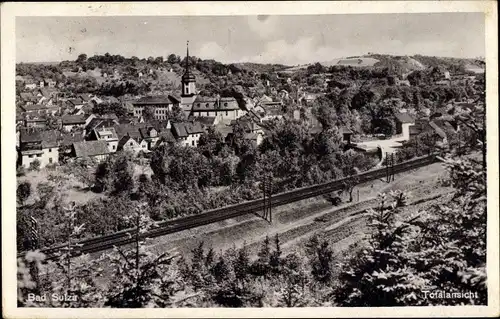 Ak Bad Sulza in Thüringen, Panorama, Eisenbahnstrecke
