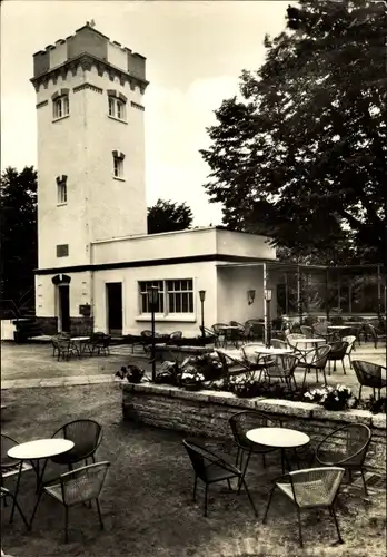 Ak Steina in Sachsen, Berggaststätte Schwedenstein, Terrasse