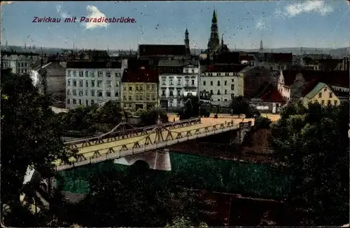 Ak Zwickau in Sachsen, Paradiesbrücke