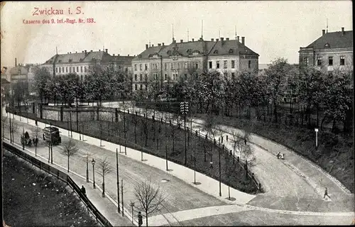 Ak Zwickau in Sachsen, Kaserne des 9. Inf.-Regt. Nr. 133