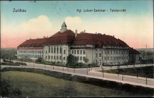 Ak Zwickau in Sachsen, Kgl. Lehrer-Seminar, Totalansicht
