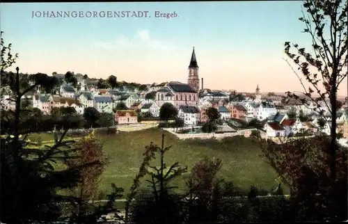 Ak Johanngeorgenstadt im Erzgebirge Sachsen, Panoramablick zur Stadt, Kirche